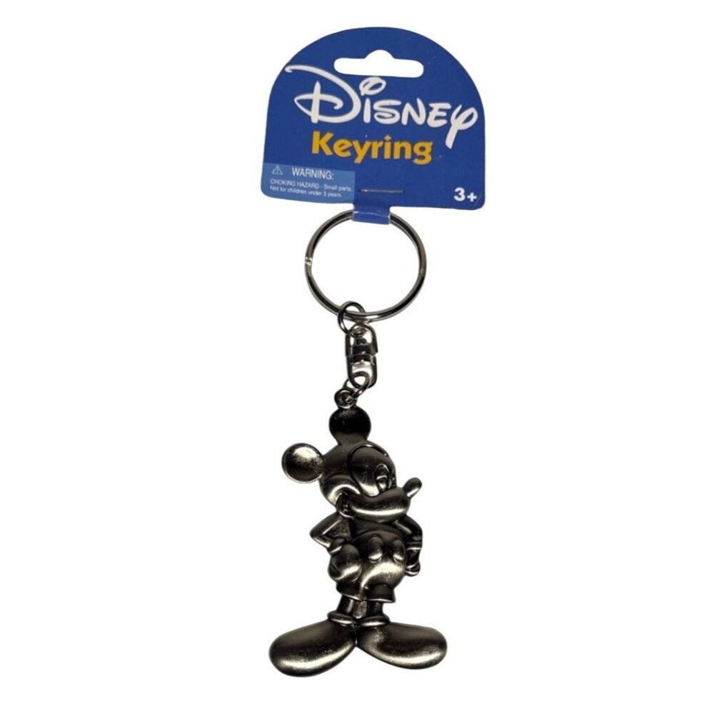 Disney Mickey Mouse Pewter Keyring With Original Tag 2.5" Officially Licenced